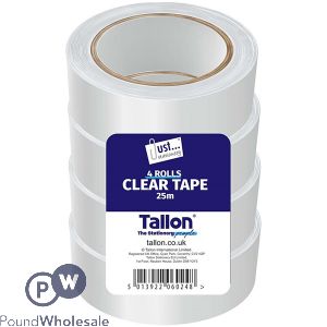 Just Stationery Clear Tape 25m X 24mm 4 Pack