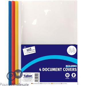 Just Stationery A4 Document Covers 4 Assorted Colours