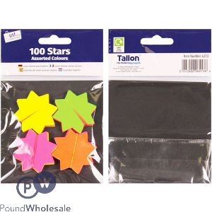 Just Stationery Assorted Colour Fluorescent Card Stars 4.2cm 100 Pack
