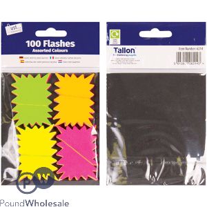 Just Stationery Assorted Colour Fluorescent Card Flashes 5.6cm X 4.2cm 100 Pack