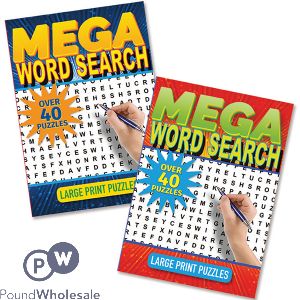 40 Puzzle Large Print Mega Word Search Activity Book Assorted