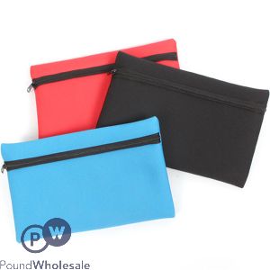 Neoprene Zipped Blue, Red & Black Pencil Case Assorted Colours