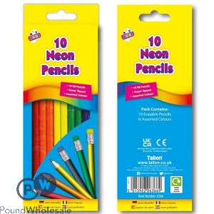 10 Neon Rubber Tip Hb Pencils