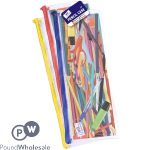 Just Stationery Clear Exam Pencil Case 13&quot; Assorted Colours
