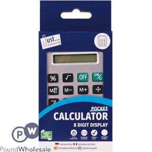 Just Stationery Black &amp; Silver Pocket Calculator
