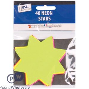 Just Stationery Fluorescent Stars 10cm X 10cm 40 Pack