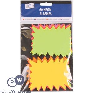 Just Stationery Fluorescent Neon Flashes 10cm X 7.5cm 60pc