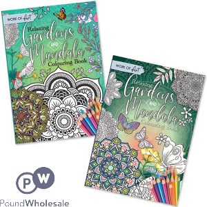 Work Of Art A4 Relaxing Gardens & Mandala Colouring Book Assorted