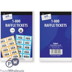 JUST STATIONERY 1-800 NUMBERED RAFFLE TICKET BOOKLET