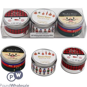 NUTCRACKER ASSORTED SCENTED TIN CANDLES 3OZ GIFT SET 3 PACK
