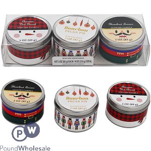 Nutcracker Assorted Scented Tin Candles 3oz Gift Set 3 Pack