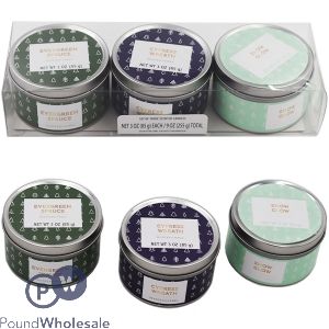 Nordic Assorted Scented Tin Candles 3oz Gift Set 3 Pack