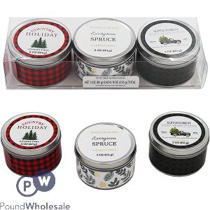 Plaid Assorted Scented Tin Candles 3oz Gift Set 3 Pack