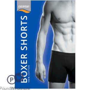 Everyday Men's Black 100% Cotton Boxer Shorts Assorted