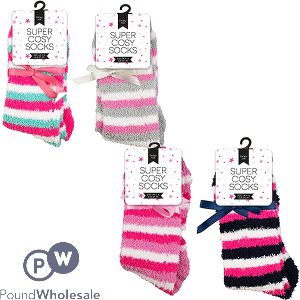 FARLEY MILL LADIES&#039; SIZE 4-6 SUPER COSY STRIPED SOCKS ASSORTED