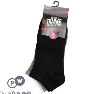 Fitstyle Women's Assorted Colour Size 4-6 Trainer Socks 3 Pack