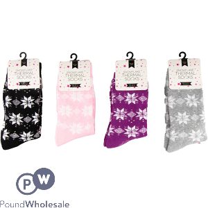 Farley Mill Ladies&#039; Size 4-7 Snowflake Thermal Socks Assorted