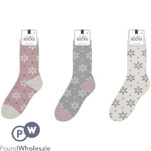 Farley Mill Ladies' Size 4-7 Snowflake Thermal Socks Assorted