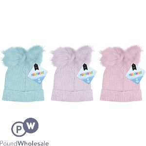 Farley Mill Kids Pom Pom Metallic Hat Assorted Colours