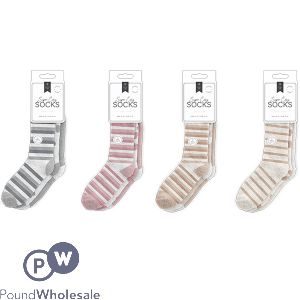 Farley Mill Ladies&#039; Size 4-7 Cosy Socks 3 Pack Assorted