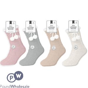 Farley Mill Uk 3-7 Chenille Cable Gripper Lounge Socks Assorted Colours