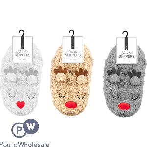 Farley Mill Super Soft Reindeer Slipper Socks Assorted