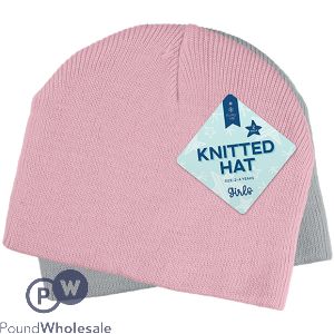 Farley Mill Girls Knitted Hat 2 Pack Assorted