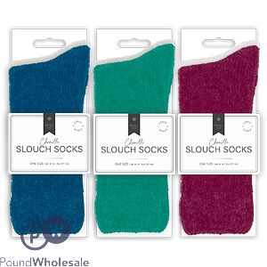 Farley Mill UK 4-8 Ladies Plain Chenille Slouch Socks 2 Pack Assorted Colours