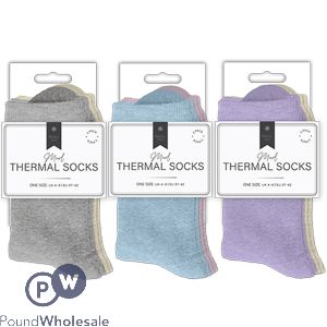 Farley Mill Uk 4-8 Ladies Plain Marl Thermal Socks 2 Pack Assorted Colours
