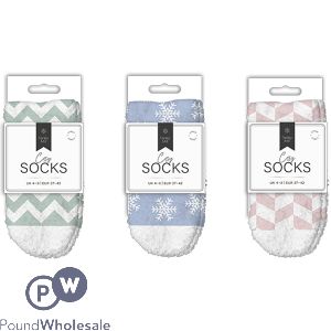 Farley Mill UK 4-8 Ladies Printed Cosy Winter Socks 2 Pack Assorted