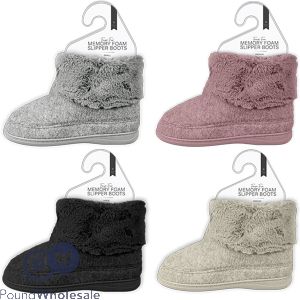 Farley Mill Ladies Faux Fur-Lined Memory Foam Slipper Boots Assorted