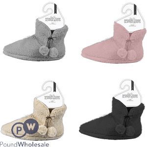 Farley Mill Ladies Faux Fur Memory Foam Slipper Boots Assorted