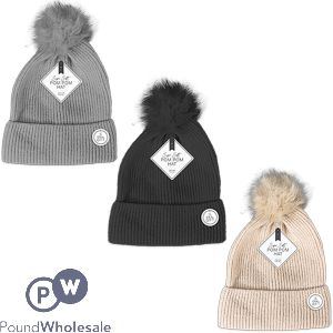 Farley Mill Ladies Super Soft Marl Pom Pom Ribbed Hat Assorted Colours