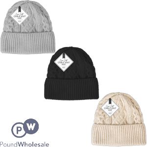 Farley Mill Ladies Super Soft Cable Knit Hat Assorted Colours