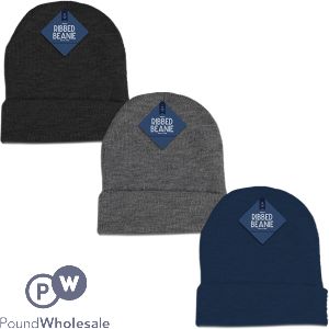 Farley Mill Men&#039;s Ribbed Beanie Tab Hat Assorted Colours