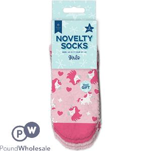 Farley Mill Girls Novelty Cosy Socks 2 Pack Assorted