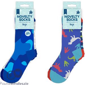 Farley Mill Boys Novelty Cosy Socks 2 Pack Assorted