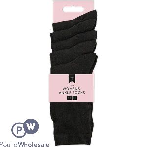 Farley Mill Ladies 4-6 Black Ankle Socks 5 Pairs