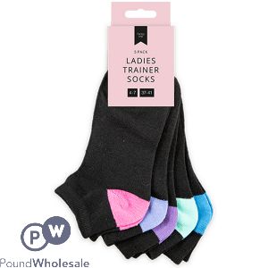 Farley Mill 4-7 Assorted Ladies Black Trainer Socks 5 Pairs
