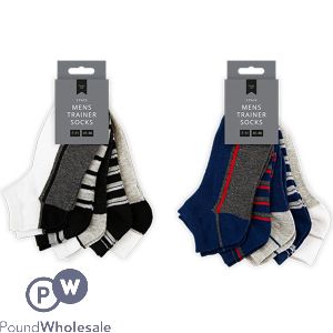 Farley Mill 7-11 Mixed Men's Stripe Trainer Socks 5 Pack Assorted