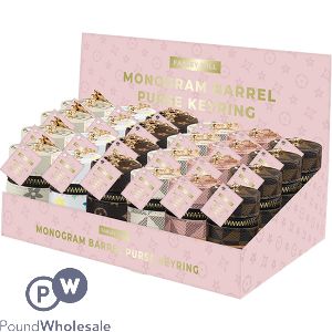 Farley Mill Monogram Barrel Purse Keyring 10cm X 5cm CDU Assorted