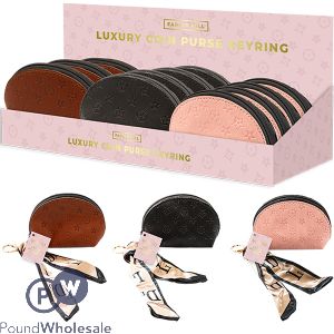 Farley Mill Luxury Coin Purse Keyring CDU Assorted Colours