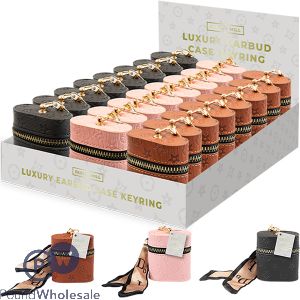 Farley Mill Luxury Earbud Case Keyring CDU Assorted Colours