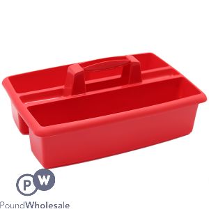 Carry All Rectangular Cleaning Caddy Red 40cm