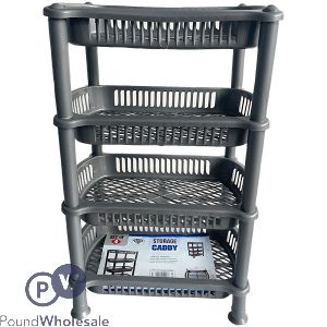 FOUR TIER STORAGE BASKET CADDY SILVER