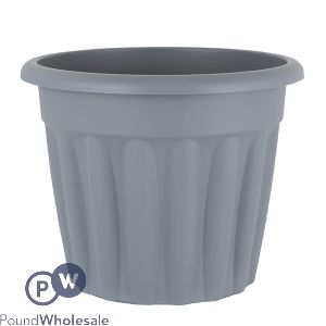 Round Ribbed Plastic Planter Platinum 30cm