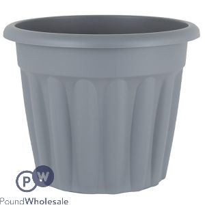 Round Ribbed Plastic Planter Platinum 40cm