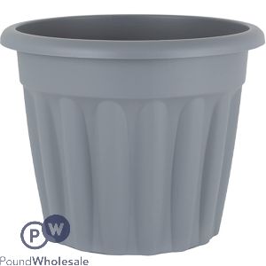 Round Ribbed Plastic Planter Platinum 50cm