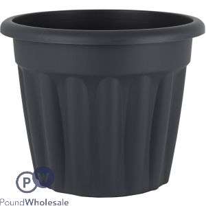 Round Ribbed Plastic Planter Black 50cm