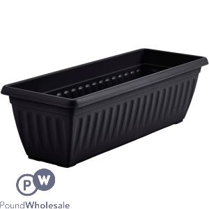 Rectangular Ribbed Plastic Wall Planter Black 45cm